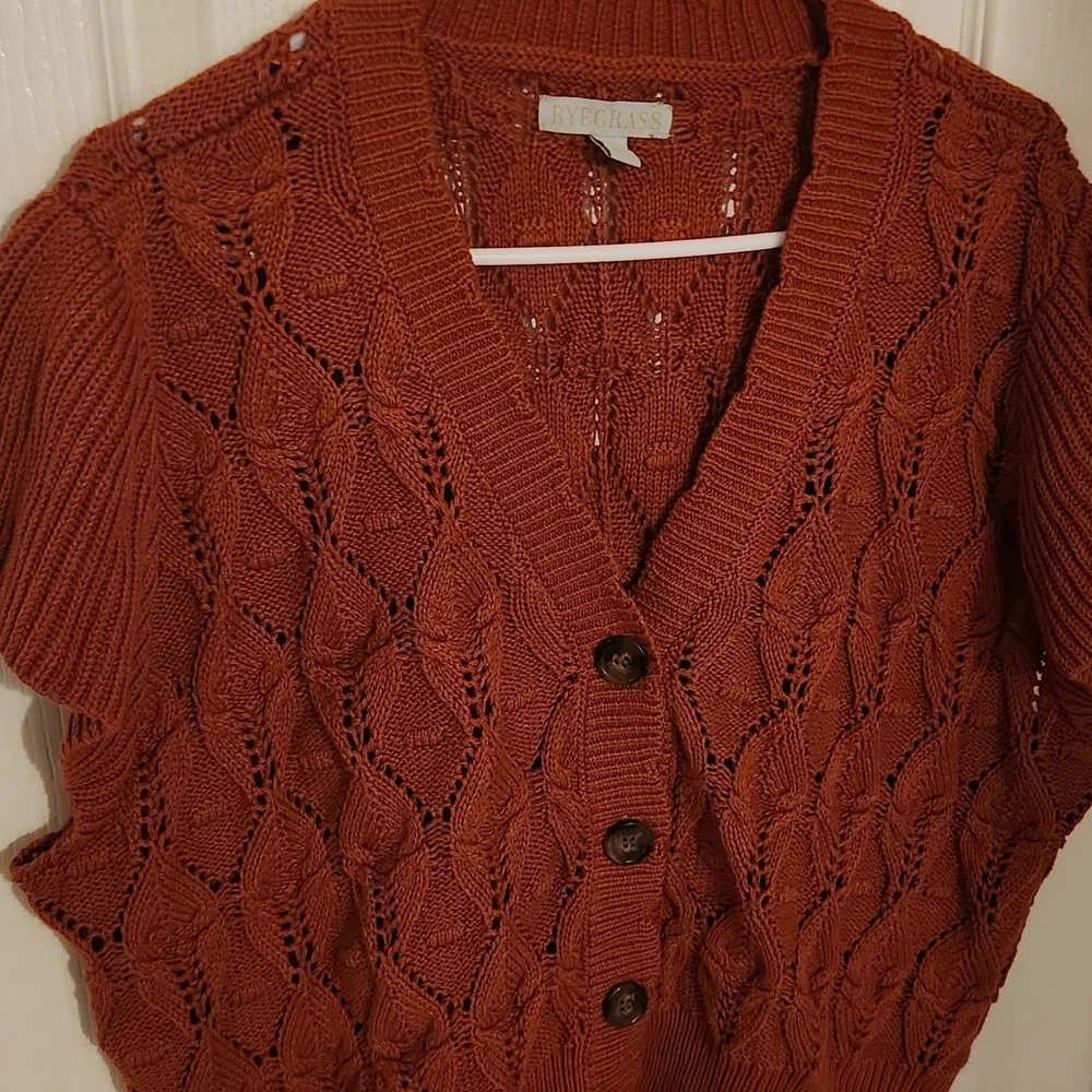 Ryegrass Jcpenney cap sleeve button-up cardigan. Rust Color never worn 🔥 - Picture 3 of 7